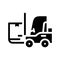 Warehouse loader with box glyph icon vector illustration