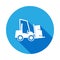 warehouse loader icon with long shadow. Element of logistics icon. Premium quality graphic design icon. Signs and symbols