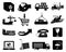 Warehouse logistics packaging and delivery icons set