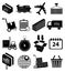 Warehouse logistics packaging delivery icons set