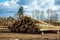 A warehouse of logs in the forest, ready to be sent to the sawmill.