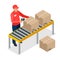 Warehouse manager or warehouse worker with bar code scanner