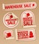 Warehouse sale stickers with hand truck