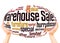 Warehouse sale word cloud hand sphere concept