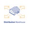 Warehouse services, distribution concept, wholesale building, supply center, isometric view, line icon