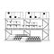 Warehouse shelf with boxes pvc pipes and merchandise in black and white