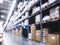 Warehouse shelf storage Logistic business Blur Background