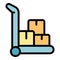 Warehouse shop cart icon vector flat