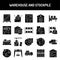 Warehouse and stockpile olor line icons set. Pictograms for web page