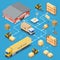 Warehouse Storage and Delivery Isometric Infographics