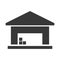 Warehouse storage and industry black icon, industrial house