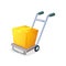 The warehouse trolley with boxes. Delivery and logistic, shipping, transportation symbol.