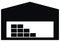 Warehouse, web icon, black silhouette of depot, vector