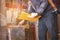 Warehouse Worker Holding Clipboard His Doing Inventory Management at Storage Warehouse. Check Stock Package Boxes