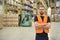 Warehouse worker scans parcels in the warehouse of a forwarding company for transport