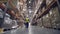 Warehouse worker walks through rows of warehouse