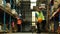 Warehouse workers in safety uniform working in warehouse full of tall shelves with goods in cardboard boxes