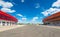 Warehouses on a background of blue sky