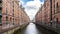 Warehouses in Speicherstadt Hamburg with blue sky and clouds