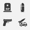Warfare Icons Set. Collection Of Slug, Ordnance, Rip And Other Elements. Also Includes Symbols Such As Rip, Tomb