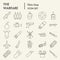 Warfare thin line icon set, weapon symbols collection, vector sketches, logo illustrations, arms signs linear pictograms