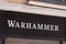 Warhammer text sign and logo brand shop signage  specialist retailers of fantasy board