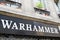 Warhammer text sign and logo brand store wall facade specialist retail boutique of