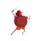 Warlike pomegranate cartoon character with sword, man in fruit costume vector Illustration on a white background