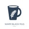 warm black mug icon in trendy design style. warm black mug icon isolated on white background. warm black mug vector icon simple