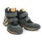 Warm black winter sports boots for men on a white background.