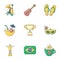 Warm brazil icons set, cartoon style