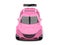 Warm candy pink modern super sports car - top down front view