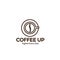 Warm coffee cup up view logo design
