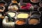 The warm colors of the Fez tannery, workers who prepare the vats for coloring Morocco