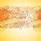 Warm colors linear drawing city background