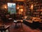 Warm and cozy atmosphere of a home library  created with Generative AI