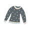 Warm cozy blue sweater with polka dots. Flat vector isolated