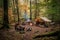 a warm and cozy campsite, surrounded by the sounds of nature