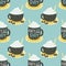 Warm cozy cocoa cup vintage retro seamless pattern