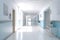 warm and cozy hospital corridor with beautiful light, interior of modern hospital, no people background, Generative AI