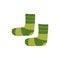 Warm cozy socks. Green striped. Isolated vector