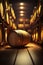 Warm and Cozy: Wine Cellar with Barrels in Soft Lighting