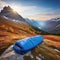 Warm down sleeping bag for hiking in cold autumn