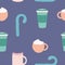 Warm drinks for he autumn, seamless pattern
