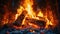 Warm Embrace: Logs Ablaze in the Fireplace