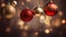 Warm Festive Elegance: Assortment of Christmas Baubles in a Cozy, Illuminated Ambiance. Generative ai