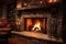 A warm fireplace crackling with logs burning brightly.