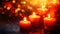 Warm Glowing Candles with Soft Bokeh for Cozy and Romantic Ambiance.