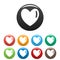 Warm human heart icons set color