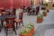 Warm and inviting seating arrangement for outside dining, Hattie`s, Saratoga New York, 2017